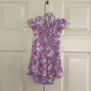 Little Bum Bums Dress & Matching Headband Bunny Print  Baby 6-12 months